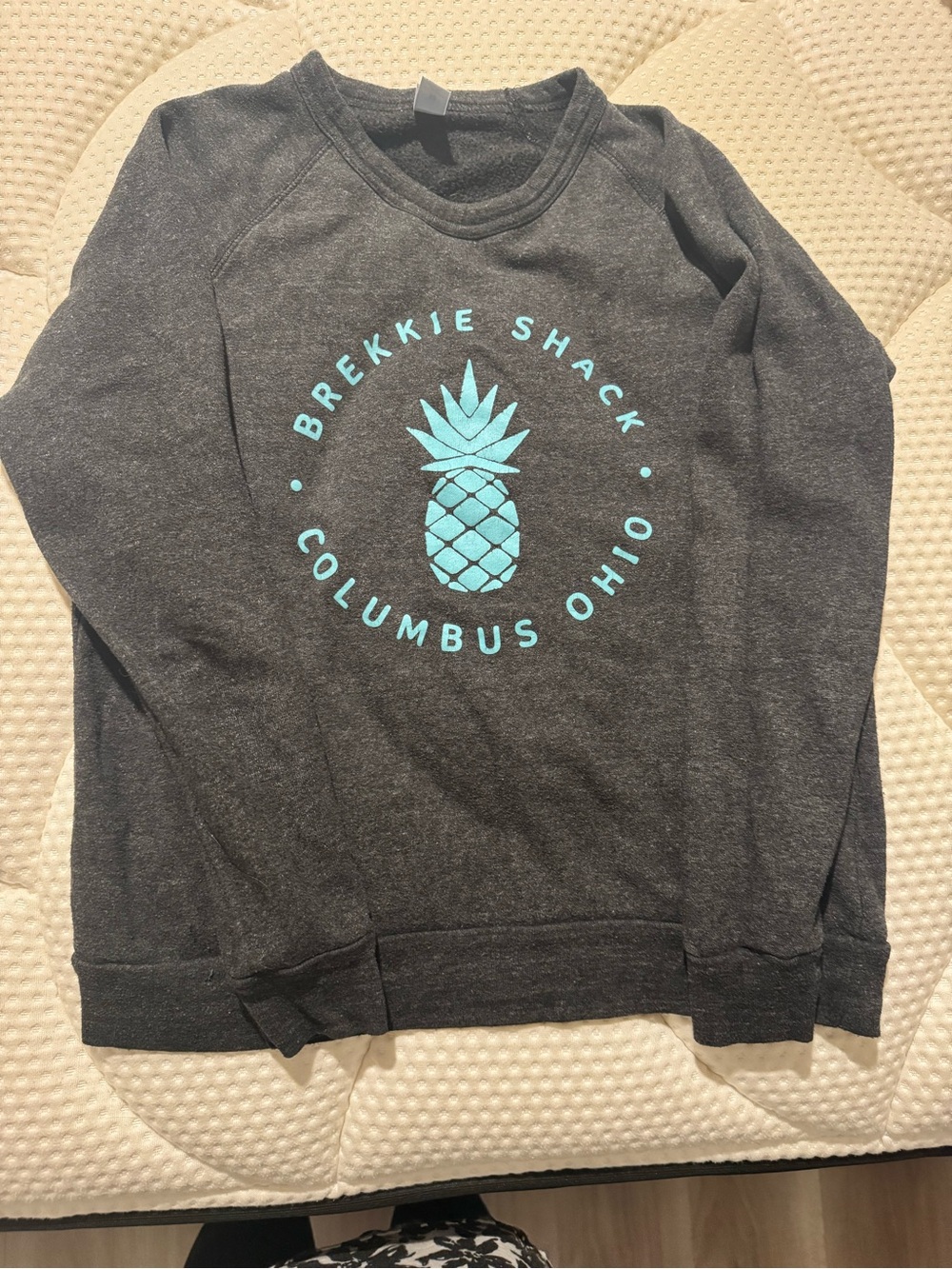 Charcoal Crewneck Sweatshirt with Turquoise Pineapple